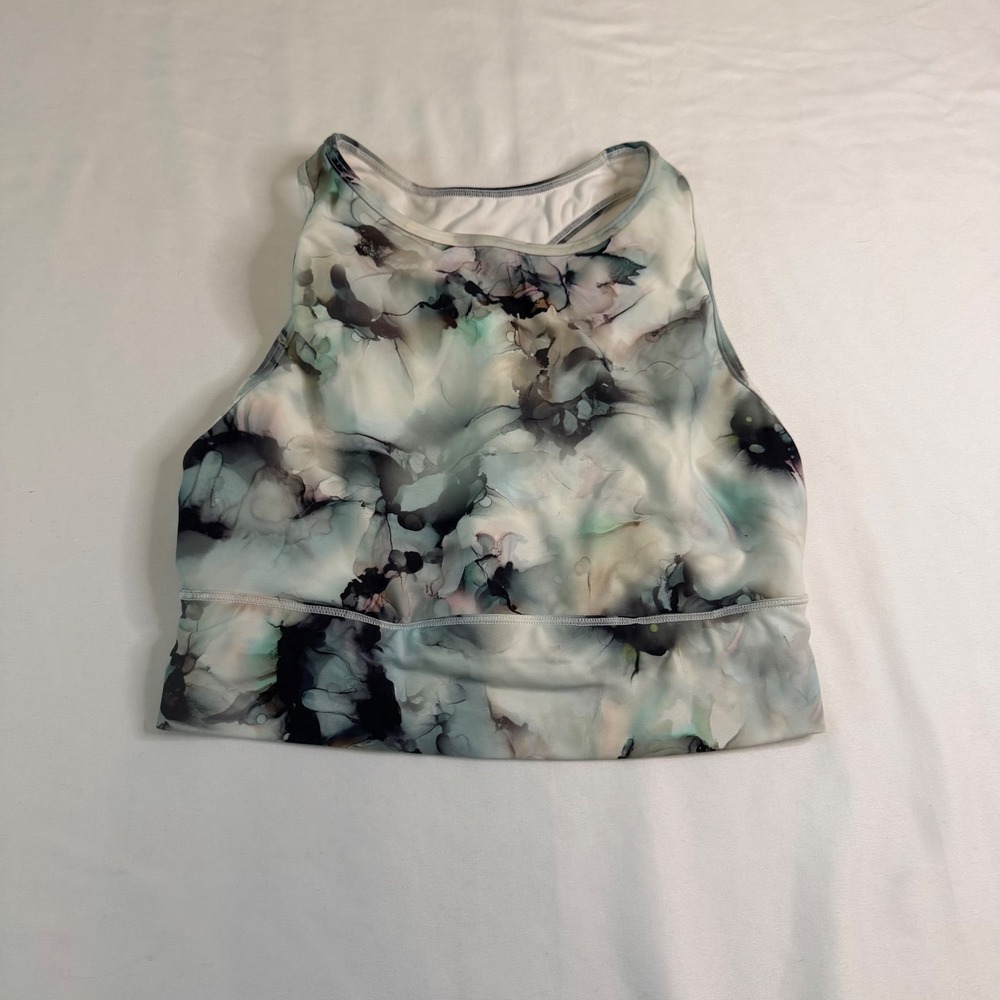 Calia by Carrie Underwood Watercolor Floral High Neck Sports Bra Medium Green